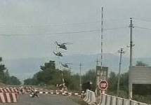 Грузинские вертолеты над Цхинвали. Кадр телеканала ''Вести''