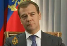 Дмитрий Медведев, президент России. Кадр Al Jazeera