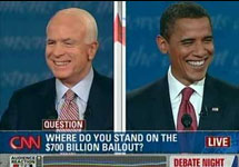 Дебаты Джона Маккейна и Барака Обамы. Кадр CNN