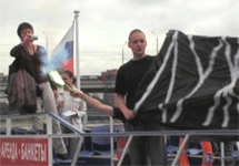 Сергей Удальцов на антилужковской акции 9 июля 2008 года. Кадр Граней-ТВ