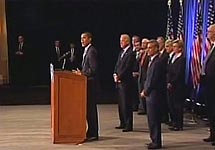 Первая пресс-конференция Барака Обамы. Кадр RTVI