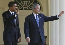 Барак Обама и Джордж Буш-младший. Фото РИА ''Новости''