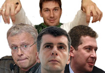 Чичваркин, Лебедев, Прохоров и Мамут. Коллаж Граней.Ру