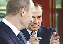 Владимир Путин и Сильвио Берлускони. Фото ''Комсомольской правды''
