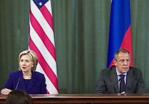 Хиллари Клинтон и Сергей Лавров. Кадр телеканала ''Вести''