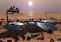 ''Бигль-2'' на Марсе. Иллюстрация AFP с сайта BBC News
http://news.bbc.co.uk/hi/russian/sci/tech/newsid_2731000/2731795.stm