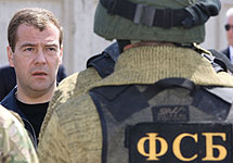 Дмитрий Медведев в центре спецподготовки ФСБ. Фото POOL