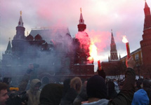 Акция футбольных фанатов возле Кремля. Фото пользователя varlamov на сайте yfrog.com