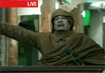 Муамар Каддафи. Кадр обращения по ливийскому ТВ, переданного CNN
