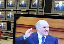Александр Лукашенко на телеэкранах. Фото с сайта telegraf.by
