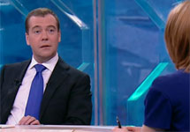 Итоговое интервью Медведева. Кадр Первого канала
