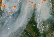 Пожары в Сибири. Снимок Terra MODIS.