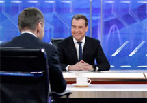 Интервью Медведева пяти телеканалам. Фото: правительство.рф