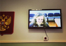 Мария Алехина на видеосвязи с судом Березников. Фото Петра Верзилова