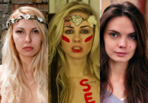 Оксана Шачко, Александра Шевченко и Яна Жданова. Фотографии активисток с сайта движения Femen