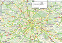 Пробки на карте Москвы в "Яндексе"