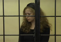 Мария Алехина в суде 26.09.2013. Кадр видеотрансляции "Радио Свобода"