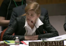 Саманта Пауэр на заседании СБ ООН. Кадр видеотрансляции un.org
