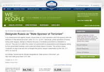 Петиция о признании России государством - спонсором терроризма. Скриншот с сайта Белого Дома
