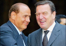 Встреча Шредера и Берлускони. Фото AFP