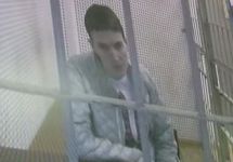Надежда Савченко участвует в суде по видеосвязи. Фото: Ю.Тимофеев/Грани.Ру