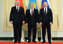 Александр Лукашенко, Нурсултан Назарбаев и Владимир Путин. Астана, 20.03.2015. Фото: kremlin.ru