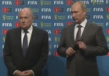 Зепп Блаттер и Владимир Путин. Кадр видео с youtube-канала FIFATV