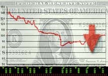 Доллар падает. Иллюстрация с сайта delocom.com