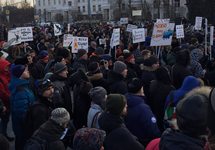 На митинге за сохранение троллейбусной сети. Москва, 29.01.2017. Фото: @Onchoys