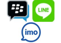Логотипы BlackBerry, Imo и LINE