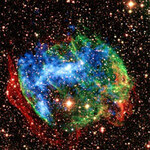 Комбинация данных "Чандры" (рентген, синий) и обсерватории Паломар (инфракрасный, красный и зеленый) позволила получить это псев