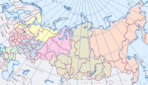 Деление России на семь федеральных округов. Карта с сайта http://russia.nakarte.ru/
