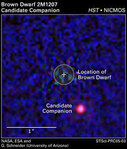 Планета-кандидат у коричневого карлика 2M1207. Фото: NASA, ESA и Гленн Шнейдер.