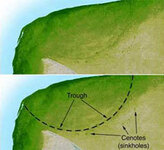 Гигантский астероидный кратер Чиксулуб, расположенный около Мериды на полуострове Юкатан (Мексика). Изображение с сайта www.jpl.nasa.gov