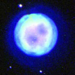 Составная картинка Туманности Совы (также обозначается как M97 или NGC 3587) была получена из трех наборов узкополосных изображе