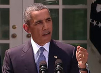 Телеобращение Барака Обамы по ситуации в Сирии. Кадр видеотрансляции на сайте Белого Дома