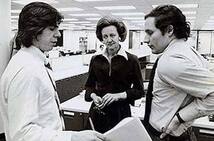 Кэтрин Грэм с Бобом Вудвордом и Карлом Бернстайном в 1972 году. Фото из архива Washington Post