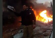 Кадр видео с места падения Су-25 в Сирии