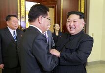 Встреча Ким Чен Ына с представителями Южной Кореи. Фото: yonhapnews.co.kr