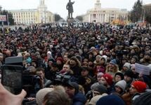Митинг в Кемерове. Кадр видеозаписи