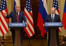 Пресс-конференция Путина и Трампа в Хельсинки, 16.07.2018. Кадр трансляции