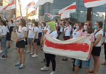 Акция солидарности с Беларусью в Берлине. Кадр видео