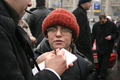 Запрещенный марш на Тургеневской площади: активистка дает интервью. Фото А.Карпюк/Грани.Ру