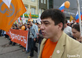 Шествие и арт-митинг "Солидарности". Сергей Давидис, задержанный позже как один из организаторов митинга. Фото Дмитрия Борко