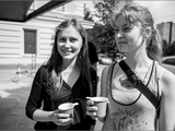 Жены политзеков Екатерина Миншарапова и Татьяна Полихович в Сахаровском центре 6 июля 2014 года. Фото Дениса Бочкарева