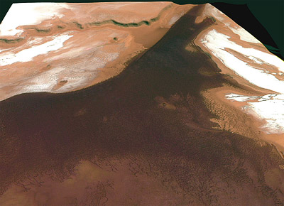 Поля вулканических конусов на марсианском Северном полюсе. Фото с сайта ESA