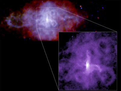 Пульсар 3C58. Снимок в рентгеновских лучах, полученный "Чандрой". С сайта chandra.harvard.edu