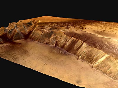 Перспективное изображение области Echus Chasma. Фото с сайта ESA