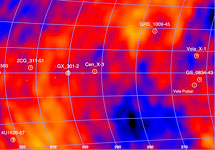 Фрагмент карты Галактики в гамма-лучах, полученной с помощью "Интеграла". Фото с сайта ESA