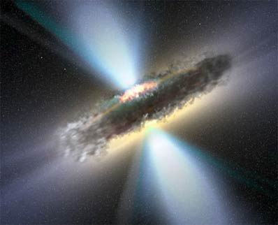 Так художник представляет себе темное, имеющее форму пончика кольцо, которое окружает ядро галактики со сверхмассивной черной дырой. Изображение ESA